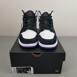 nike air jordan 1 mid se white court purple black